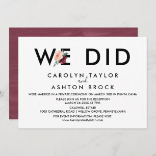 Invitation Lettres de fleurs   Maroon Nous N'Avons Fait Récep