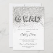 Invitation Lettres de parties scintillant argent rose graduat (Devant)