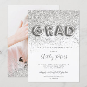 Invitation Lettres de parties scintillant argent rose graduat