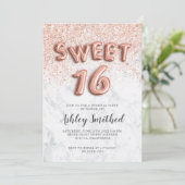 Invitation Lettres de parties scintillant d'or rose sweet six (Debout devant)