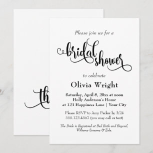 Invitation Lettres de script fantaisie Noir & Blanc Baby Show