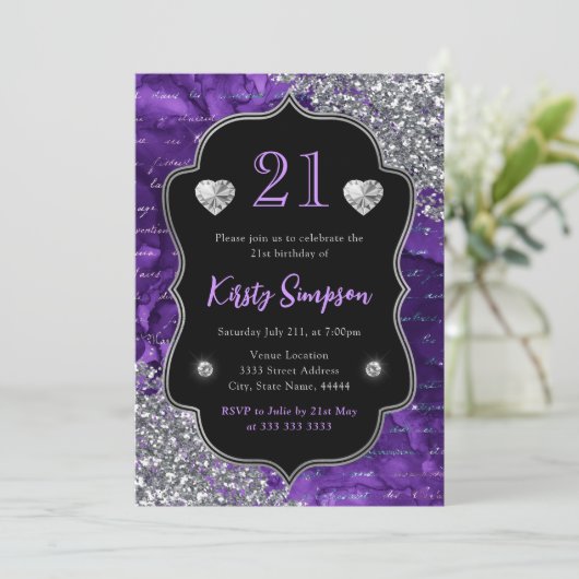 Invitation Lettres de sirène d'iridescente pourpre 21e annive (Debout devant)