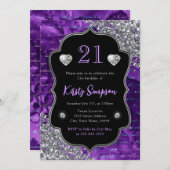 Invitation Lettres de sirène d'iridescente pourpre 21e annive (Devant / Derrière)