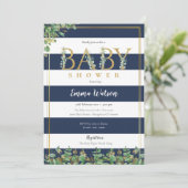 Invitation Lettres d'or Eucalyptus rustique cadre Baby shower (Debout devant)