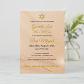 Invitation Lettres d'or sur crème Satin Bat mitzvah juif (Debout devant)