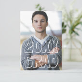 Invitation Lettres en bloc Gris 3x5 - Annonce de diplôme (Debout devant)
