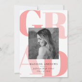 Invitation Lettres en gras Coral | Photo Graduation Party (Devant)