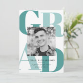 Invitation Lettres en gras Turquoise | Photo Graduation Party (Debout devant)
