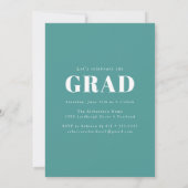 Invitation Lettres en gras Turquoise | Photo Graduation Party (Dos)