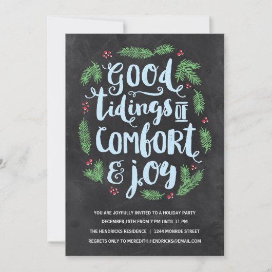 Invitation Lettres festives | Chalkboard Holiday Party (Devant)