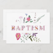Invitation Lettres florales Baptême (Devant / Derrière)