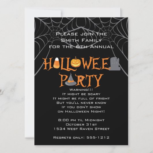 Invitation Lettres Iconiques Du Parti Halloween (Devant)