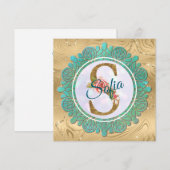 Invitation Lettres Initiales Monogramme Or Élégant avec Manda (Devant / Derrière)