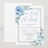 Invitation Lettres manuscrites bleu floral attaché le noeud (Devant / Derrière)