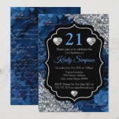 Invitation Lettres manuscrites de sirène bleue avec paillette (Devant / Derrière)