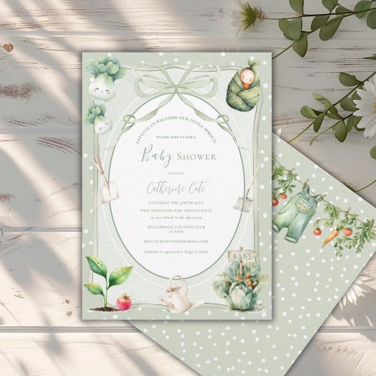 Invitation Lettuce Welcome Our Little Sprout Baby
