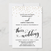 Invitation Leur calligraphie Mariage avec Coeurs, Gold Confet (Devant)