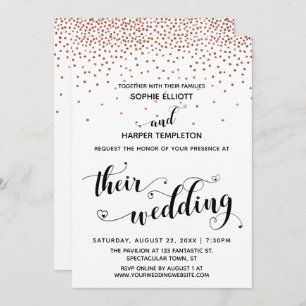 Invitation Leur Coeur Mariage Script Faux-Copper Confetti