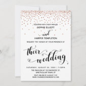 Invitation Leurs cœurs de mariage Script Confettis faux-cuivr (Devant)