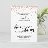 Invitation Leurs cœurs de mariage Script Confettis faux-cuivr (Debout devant)