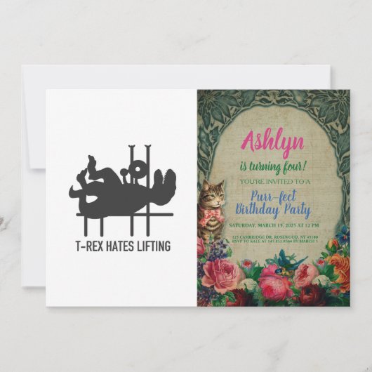 Invitation Levage de haines T-rex - Choisir la couleur arrièr (Devant)