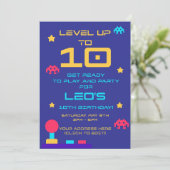 Invitation Level Up 10th Birthday Invite | Editable (Debout devant)