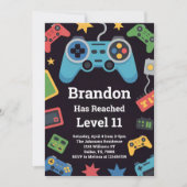 Invitation Level Up Boys Gamer 11th Birthday Party (Devant)