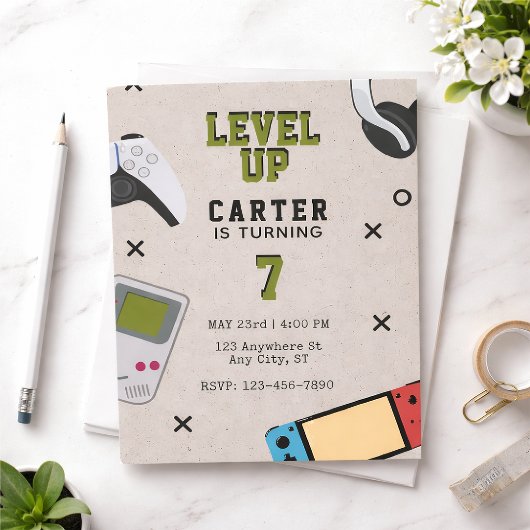 Invitation Level Up Gamer Birthday