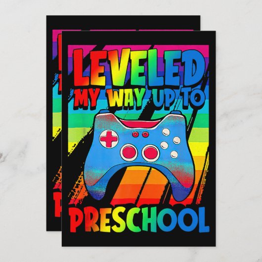 Invitation Leveled My Way Up To Preschool Video Gamer Retour (Devant / Derrière)