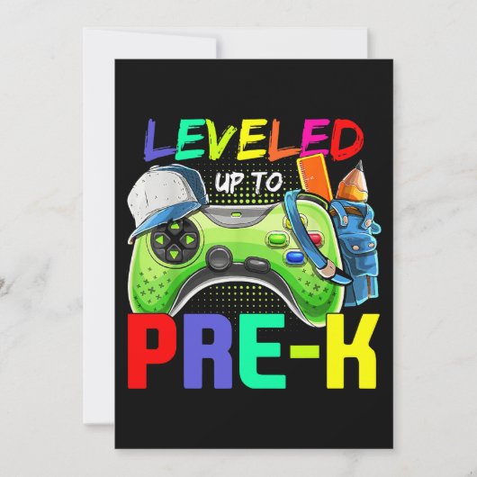 Invitation Leveled Up To PreK Gamer Back To School First Day (Devant)