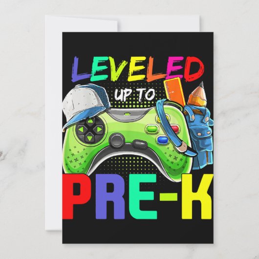 Invitation Leveled Up To PreK Gamer Back To School First Day (Dos)