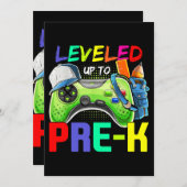 Invitation Leveled Up To PreK Gamer Back To School First Day  (Devant / Derrière)