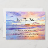 Invitation Lever de soleil aquarelle sur la plage, Save The D (Devant)