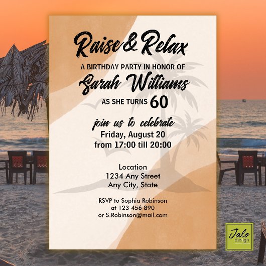 Invitation Lever Tropical & Relax 60e anniversaire fête