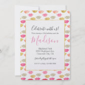 Invitation Lèvres d'aquarelle rouge or (Devant)