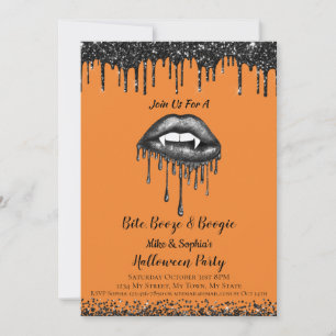 Invitation Lèvres pailletées noires de vampire pour soirée Ha