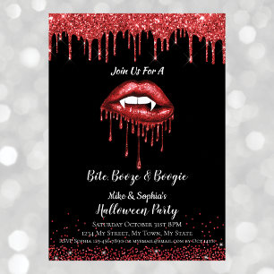 Invitation Lèvres paillettes rouges vampire pour soirée Hallo