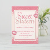 Invitation Lèvres roses Douces 16 (Debout devant)