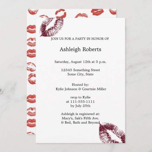 Invitation Lèvres rouges (Devant / Derrière)