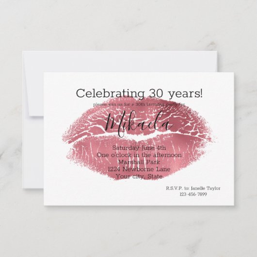 Invitation Lèvres rouges Glam (Devant)