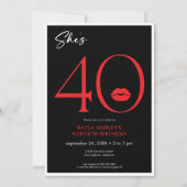 Invitation Lèvres rouges minimales modernes Elle a quarante a (Devant)