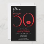 Invitation Lèvres rouges minimales modernes Elle a trente ans (Devant)