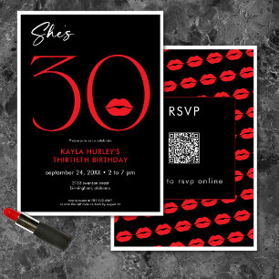 Invitation Lèvres rouges minimales modernes Elle a trente ans