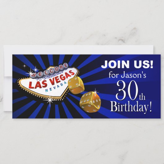 Invitation L'explosion de Las Vegas 30e Anniversaire bleu or  (Devant)