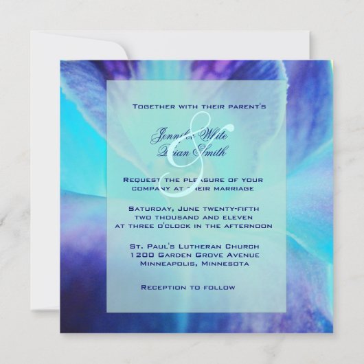 Invitation L'Faire-part de mariage de l'orchidée bleue (Dos)