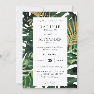 Invitation LG Tropical Palm Leaf Gold 1 Mariage