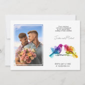 Invitation LGBTQ+ avec photo Rainbow Lovebirds (Dos)