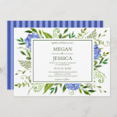 Invitation LGBTQ Blue Hydrangeas Floral Mariage (Devant / Derrière)