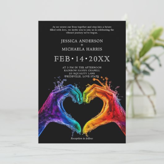 Invitation 🌈 ❤️ LGBTQ Heart of Pride mariage (Debout devant)