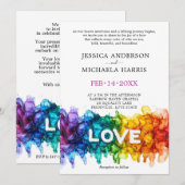 Invitation 🌈 🐦 LGBTQ Painted With Love wedding  (Devant / Derrière)
